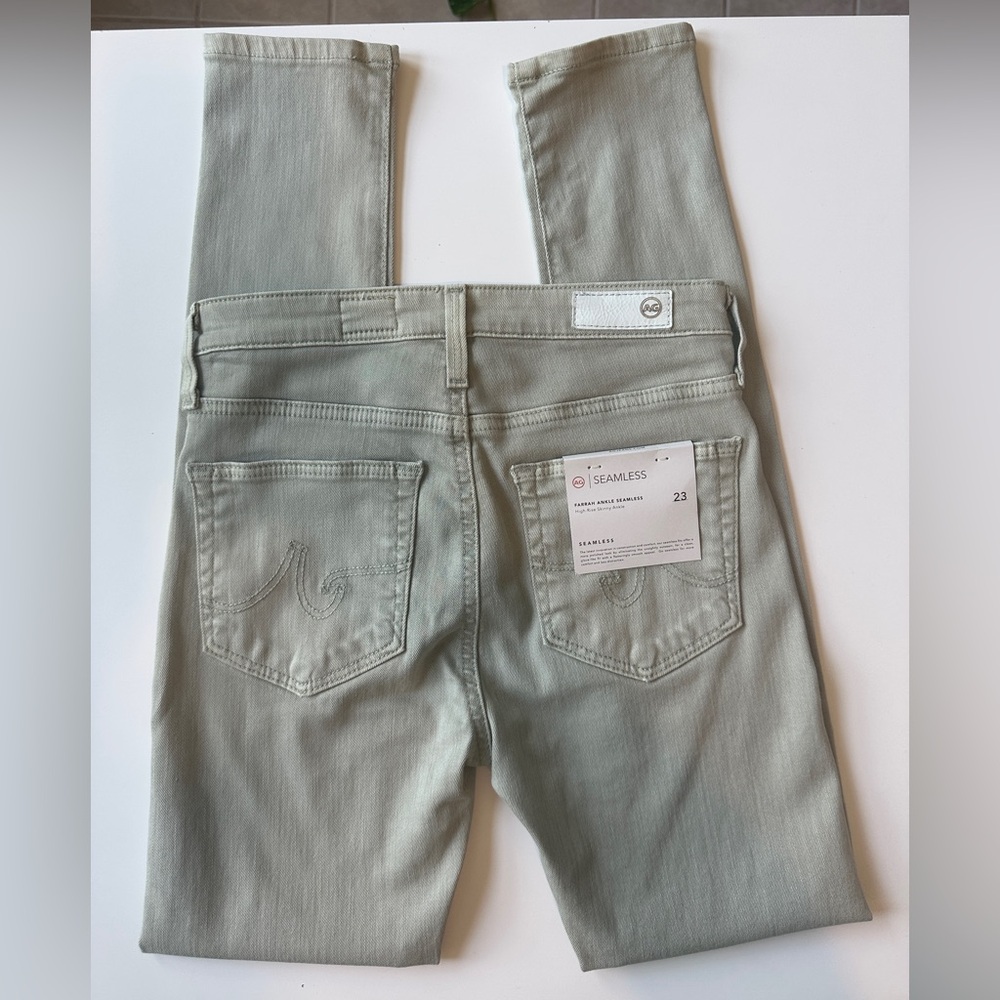 New AG JEANS Farrah High-Rise Skinny Ankle Women's 23x28 Sulfur Agave Seamless - Picture 3 of 5